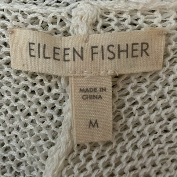 Eileen Fisher linen nylon blend open knit tank top asymmetrical beachy coastal M - Picture 4 of 5